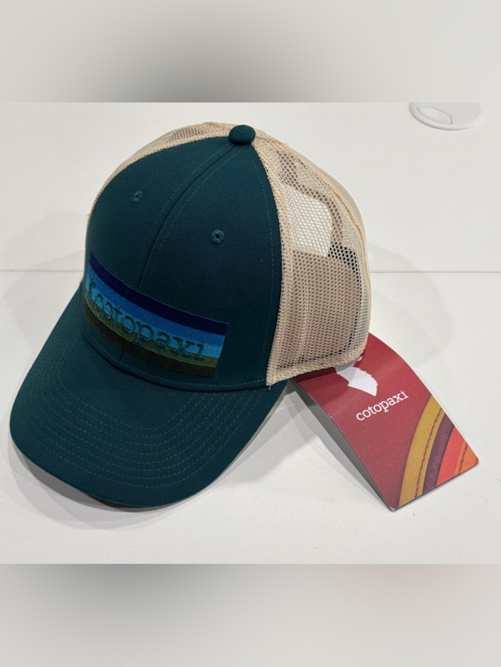 Cotopaxi On The Horizon Trucker Hat Cap NWT Teal Blue White
